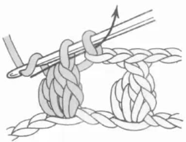 Modified double crochet cluster step 2: Yarn over and pull through two loops