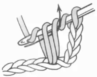 Treble crochet step 2: Insert hook and yarn over to pull through