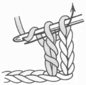 Treble crochet step 4: Second yarn over and draw through two loops