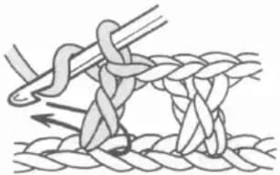 Double crochet left cross step 1: Yarn over and insert hook