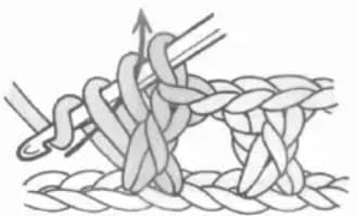 Double crochet left cross step 2: Draw through