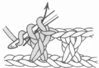 Double crochet left cross step 3: Work the second stitch