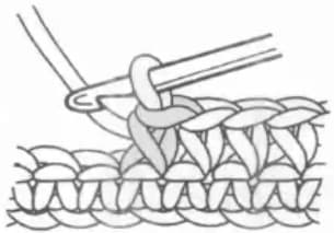 Single crochet front post step 3: Complete the stitch showing raised effect