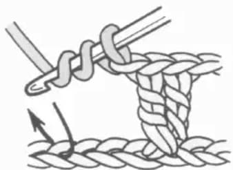 Crossed treble crochet step 1: Position to the left chain stitch