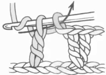 Crossed treble crochet step 2: Complete the first treble crochet