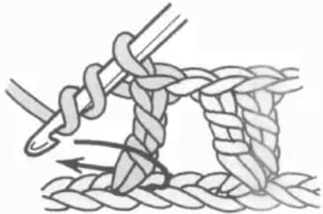 Crossed treble crochet step 3: Cross positioning to the right stitch