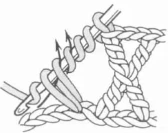 Treble crochet cross stitch step 1: Yarn over and insert