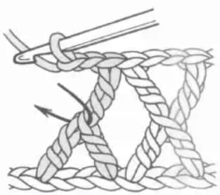 Treble crochet cross stitch step 3: Chain between