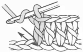 Double crochet increase step 1: Re-insert hook after completing first double crochet
