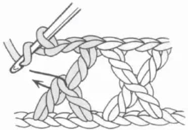 Double crochet cross stitch step 4: Chain and insert hook