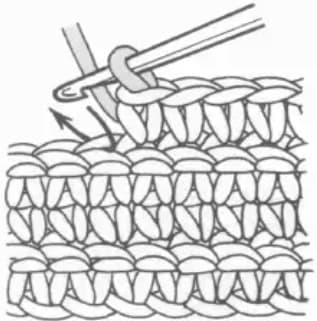 Ridge stitch step 1: Insert into single loop