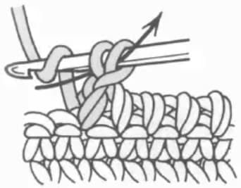 Twisted single crochet step 3: Yarn over and pull through both loops