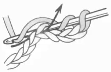 Half double crochet step 2: Yarn over and pull up a loop after inserting