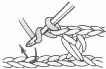 Half double crochet cross stitch step 1: Insert hook into left chain stitch