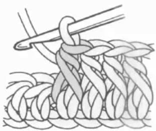 Half double crochet front post step 3: Completed result
